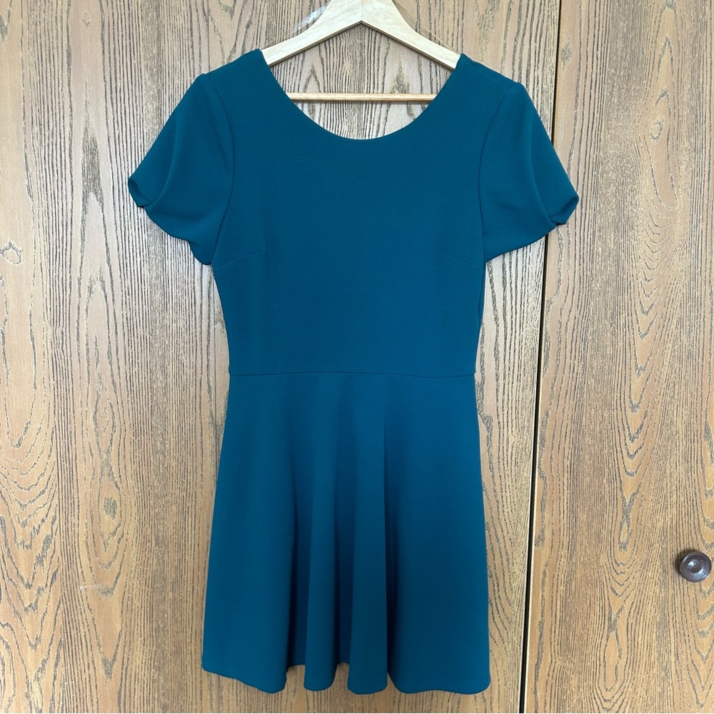 Teal Short Sleeve Dress with Pockets